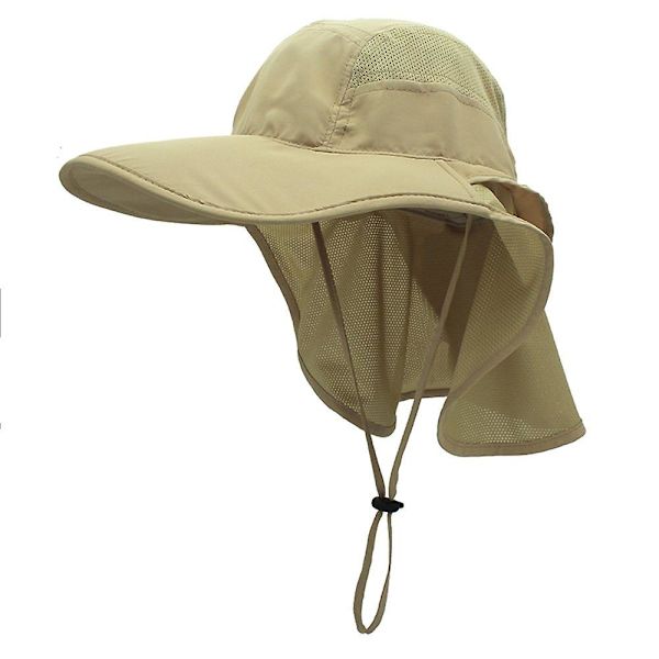 Solhatt, Menn, Kvinner, UPF 50+ Utendørs UV Sommerhatt Med Nakkebeskyttelse, Fotturer, Fiskehatt, Strand Khaki