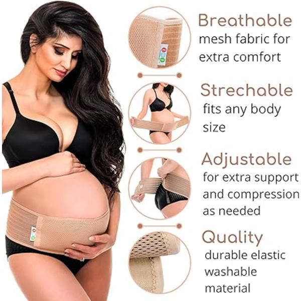 Belte Magebånd for Graviditet - Justerbar Størrelse Mammabelte Mage Støttebånd Strekkstropper & Pustende Mesh Girdle - Abdominal Vekt Bekken Pr