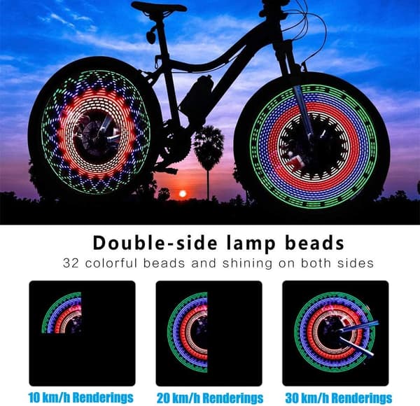 LED hjullygte, eger til voksne og børne mountainbikes, touringcykellygte