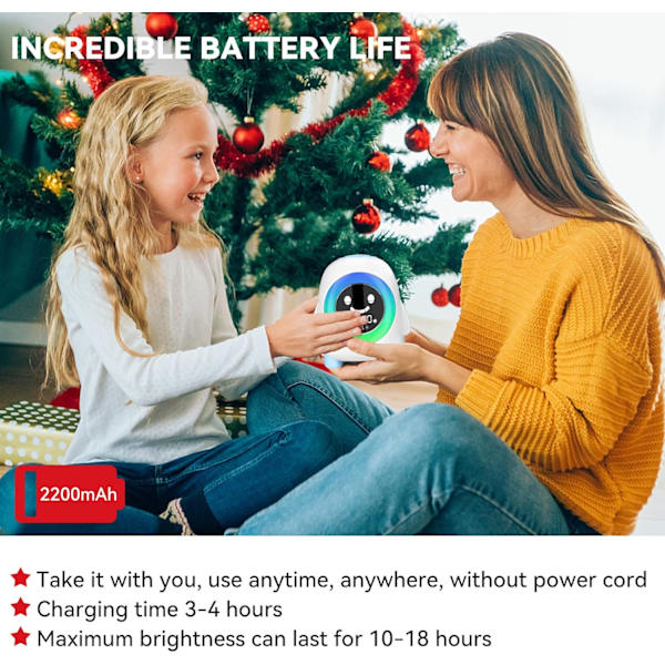 Lasten Herätyskello, Cadrim Lasten Opettavainen Aamuherätyskello 2200mAh Ladattavalla Akulla, 2 Hälytyksellä, 3 Kirkkaudella, 5 Soittoäänellä, 5 Värillä, 8