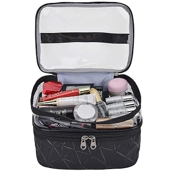 (Sort) Makeup Tasker Dobbelt Lag Rejse Kosmetik Tasker Makeup Organizer Toilet Tasker