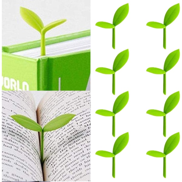 Set med 8 gröna bokmärken Silikongräsknoppar Kreativa gröna bokmärken, presenter till bokälskare som läser