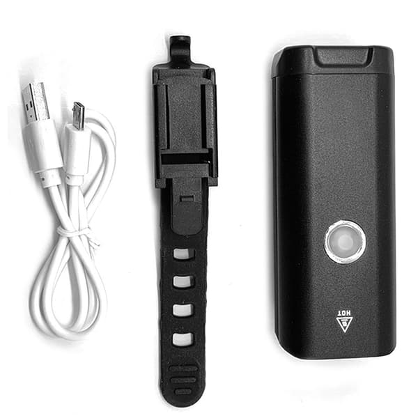 Ett sett med svart USB-ladbare høylys sykkelutstyr tilbehør