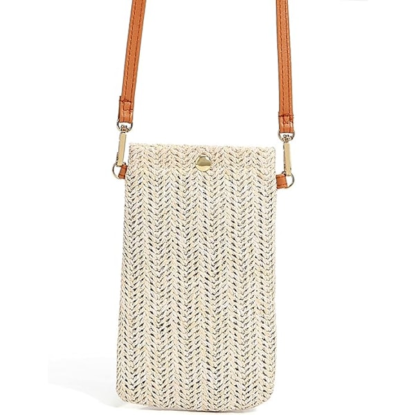 Valkoiset olkalaukut, naisten rennot olki- ja punotut laukut, punotut crossbody-laukut, puhelinlaukut