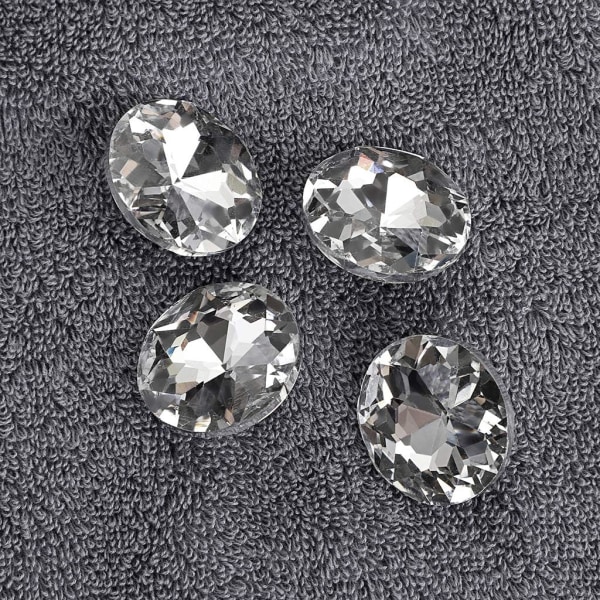 Ett paket med 25 30MM diamantformade transparenta kristallglas knappar DIY cirkulära knappar med spolar, används för sömnad, tuftade soffor, mjukt huvudgavel DIY handi