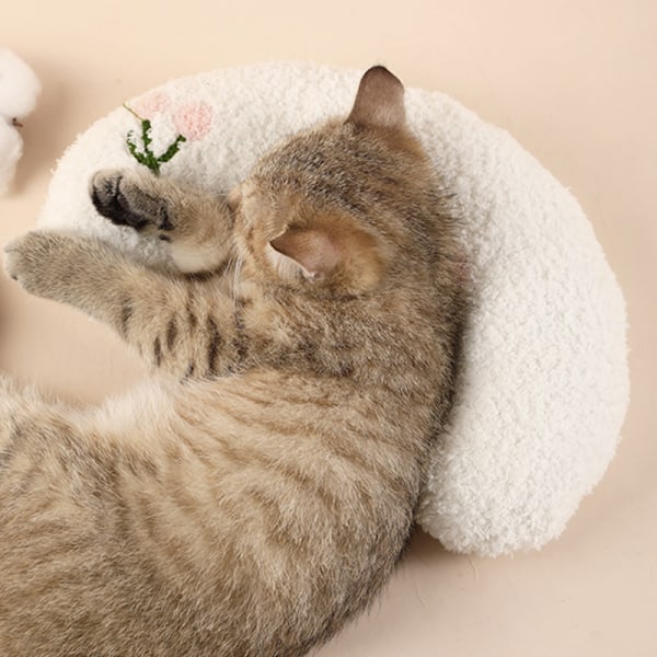 Liten Pute for Katter, Ultra Myk Fluffy Kjæledyr Beroligende Leke Halv Smultring Kosepute for Leddlindring Søvnforbedring Maskinvaskbar