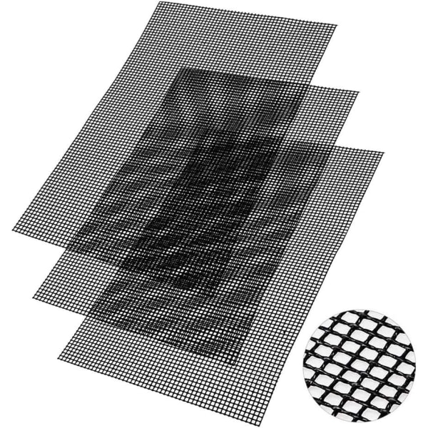 3 st grillmattor för grill, återanvändbart grillnät, enkel rengöring och non-stick kan klippas non-stick och värmebeständig markmatta för grillning, 40 x 33