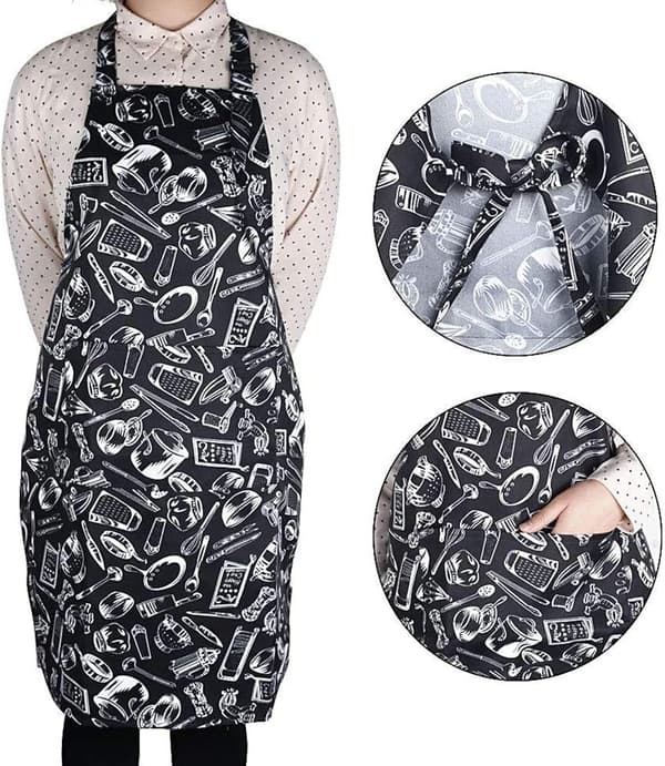 Köksskydd för kvinnor, unisex kockförkläde - justerbart - chilimönster för matlagning, bakning, DIY