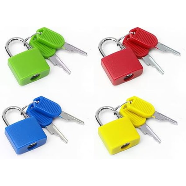 Färgglada hänglås med plastfodral (4-pack, olika färger) med nycklar, bagagerumslås med nyckellås, Reseskola Gym