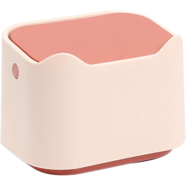 Liten bordspapperskorg, Mini bärbar bordspapperskorg, Press typ lock, Skrivbordspapperskorg för hemmakontor kök sovrum badrum bil rosa