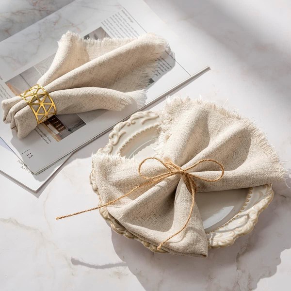 Set med 4 tygservetter för jul, nyår, nattvard, påsk, födelsedag, bröllop, 45 x 45 cm, beige