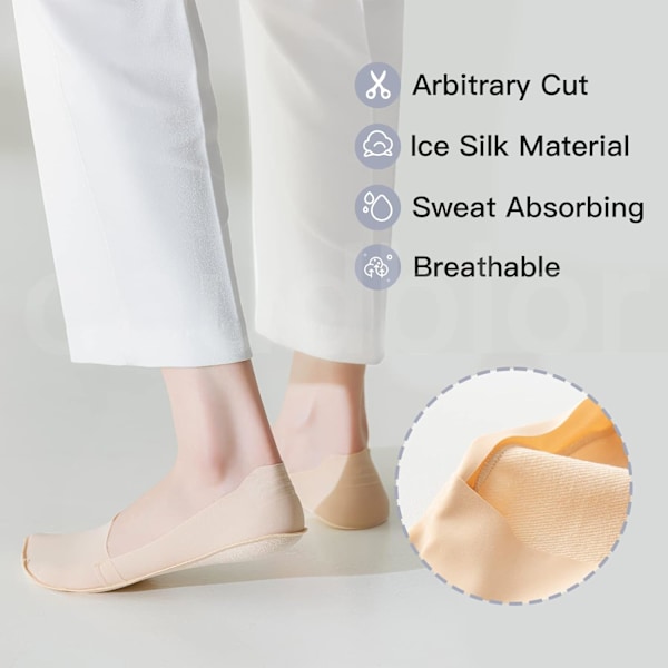 Par Damstrumpor Osynlig Fotskydd Silke Nylonstrumpor Anti-Slip Silikon 36-39 40-43