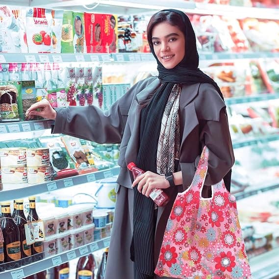 1-delt sæt med store foldbare shoppingtasker pink blomster