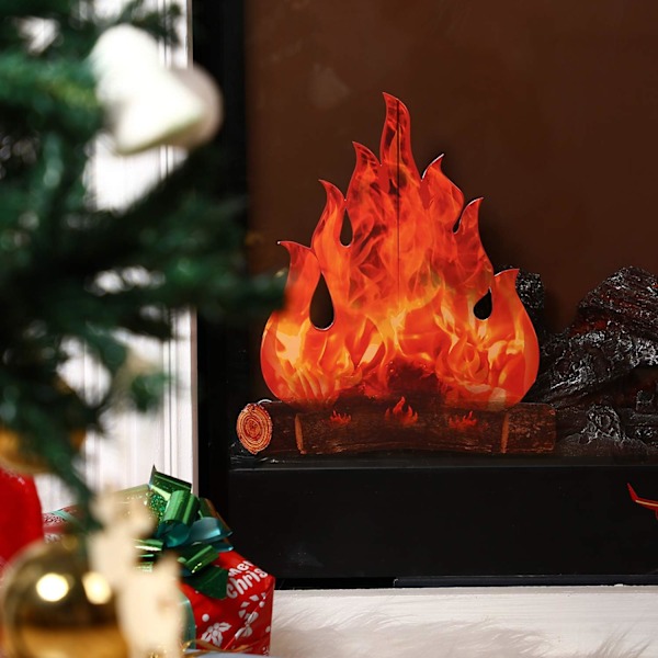 2 stk. 3D Flammetårn i midten av dekorativt pappbål Kunstig ild Falsk flamme Papir Dekorativ fest