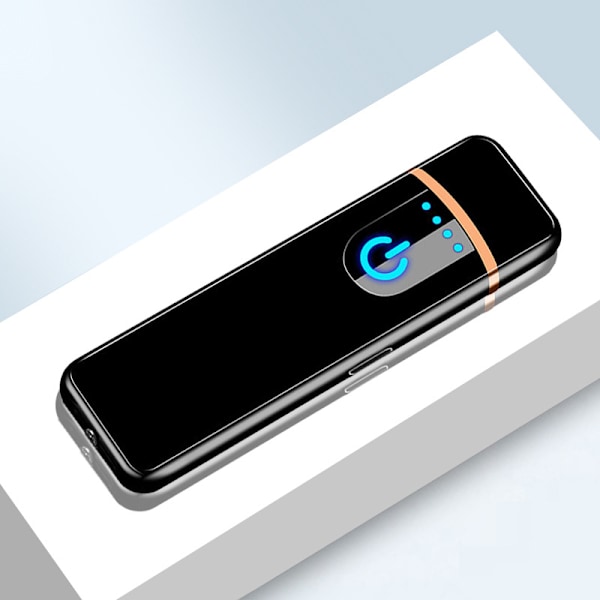 Genopladelig USB Elektronisk Lighter Vindtæt Berørings Fingerprint LED Sensor Skærm Dobbeltsidet Tænding Flammeløs Lighter til Lys