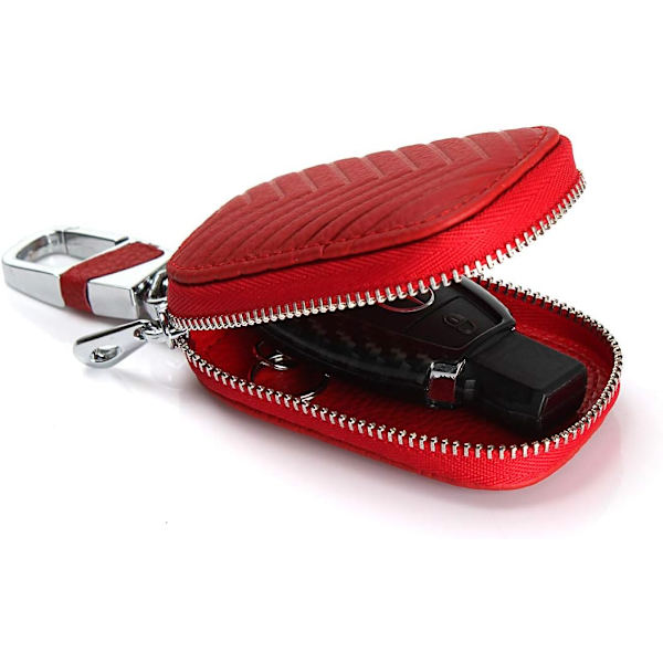 En styck (kaffefärg, ca 8,5cm×5,2cm) Äkta Läder Bilnyckelring väska Bil Smart Nyckelring Hållare Fodral Skydd Ficka Fjärrnyckelringar Fob