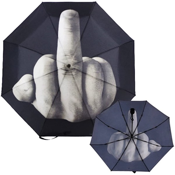 Langefinger Paraply - Stinky Finger Lomme Paraply, Fuldautomatisk Tre-Fold Paraply