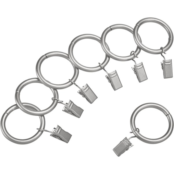 Gardinklämma ring 2,5 cm, set om 7, nickelpläterad Gardinkrokar Gardinringar Krokclips
