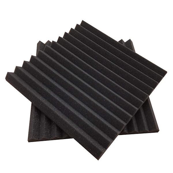 12 st ljudabsorberande bomull triangulära spår akustisk ljudisolering isoleringsskumbräda matta ark Black 30*30*2.5CM