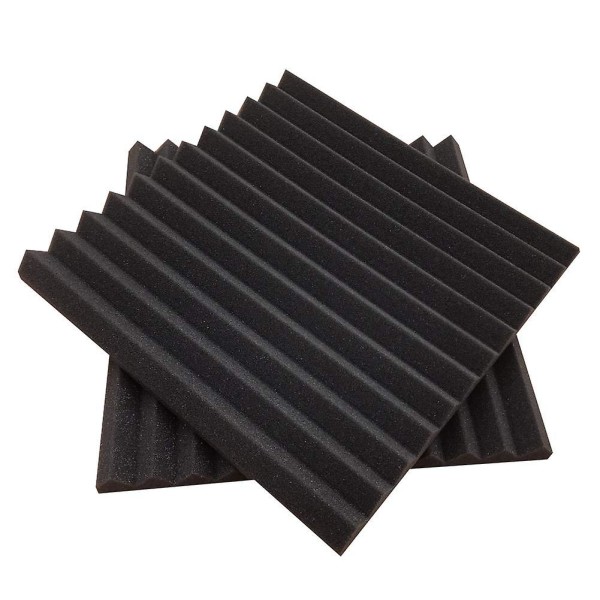 12 stk. Lydabsorberende Bomuld Trekantede Riller Akustisk Lydisolering Isolering Skumplade Måtte Black 30*30*2.5CM
