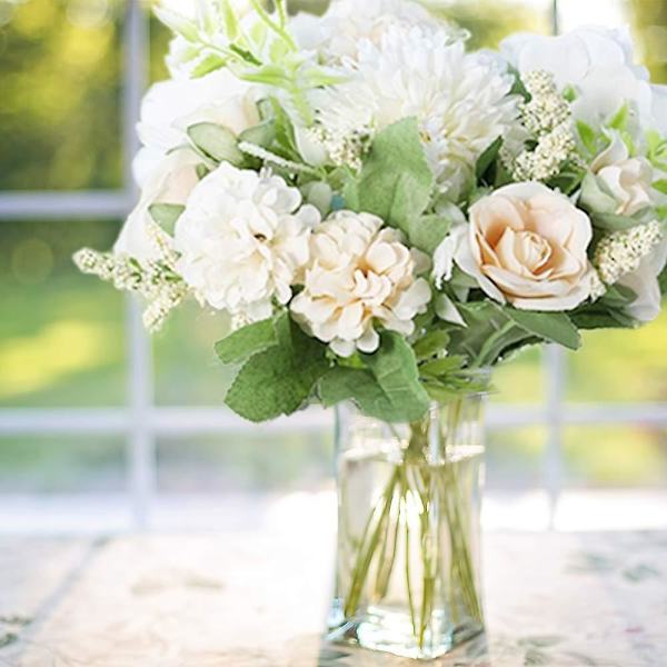 Konstgjord Pion Nejlikor Hortensia Bukett Blomma Plast Realistisk Blomma rose champagne
