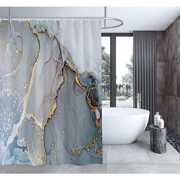 Abstrakti Suihkuverho, Luova Taideteosprintti Kylpyhuoneen Sisustukseen, Kopin Kokoinen Sininen Suihkuverho, Erittäin Pitkä Ja Leveä 180*180cm 180*220CM