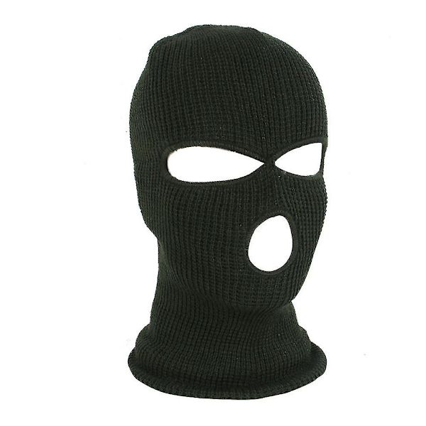Kokokasvoinen hiihtomaski talvihattu Balaclava huppu pipo lämmin taktinen hattu 3 reikää green