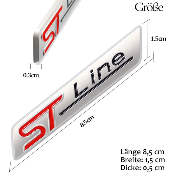 2 stk. Metal St Line Klistermærke Bil Hoved Emblem Badge Krom Klistermærke, til de fleste bilmodeller