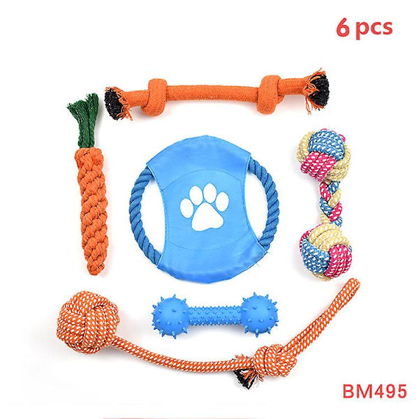Hundrep leksaker för aggressiva tuggare 4-pack hundtuggleksaker set bomullsrep för hundar tandsprickning tuggning lek 6pcs BM495