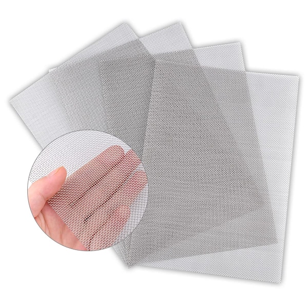 4-PAK Rustfrit Stål Vævet Trådnet Ruster Aldrig, Luftventilnet 30 x 21 cm, Hårdt og Varmebestandigt Skærmnet, 1 mm Hul 20 Mesh