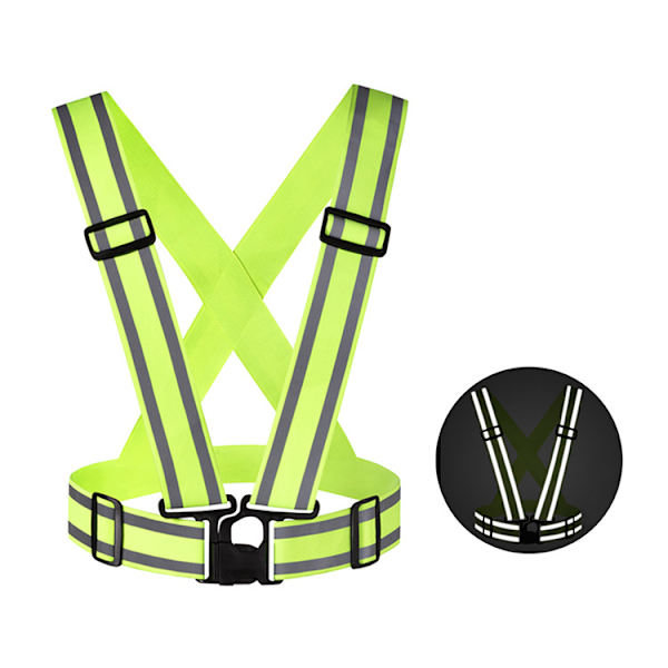 Reflekterende sikkerhedsvest (1 stk.), justerbar vest med høj synlighed og armbånd til natløb, cykling, gåture, jogging og elektriske løbehjul.