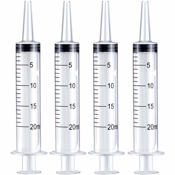 Stor plastspruta för Scientific Labs 4-pack mätspruta Verktyg Dispenserar flera användningsområden (20 ml)