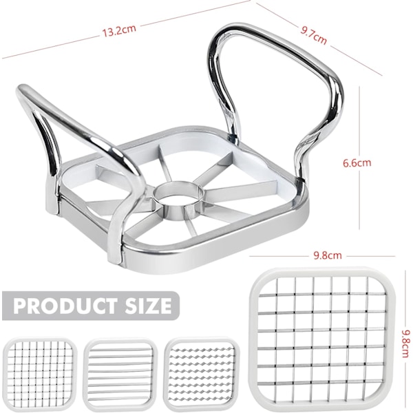 Potatisskärare, 5-i-1 Rostfritt Stål Potatis Frukt Skärare Chipper Chopper Maker, Vakuum Rostfritt Stål Potatis Skär Päron