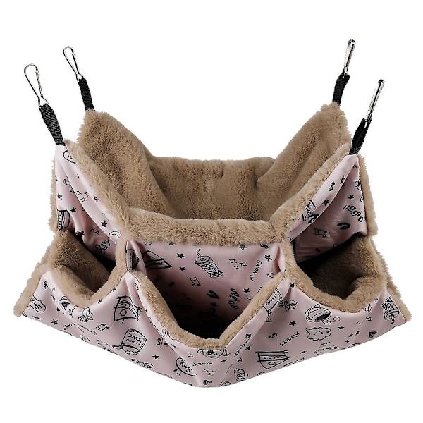 Liten husdjursbur hängmatta marsvin bur tillbehör sängkläder, varm hängmatta Beige Love