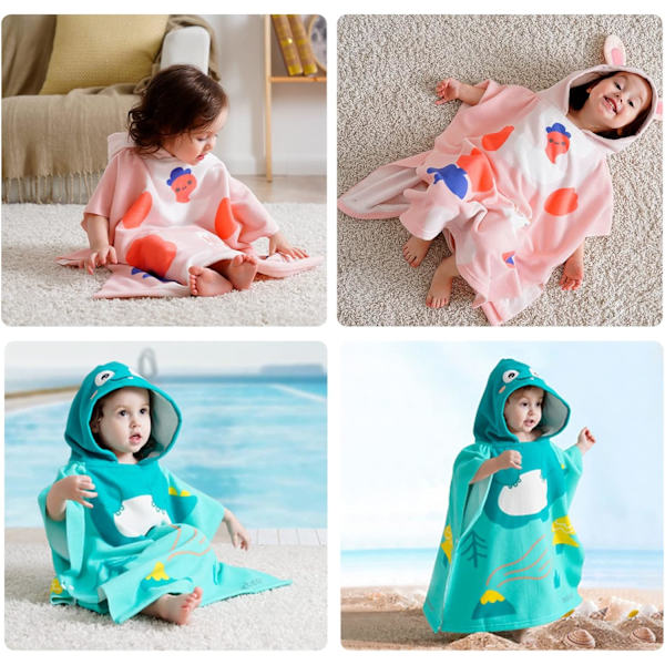 En lila sjöjungfru (60*120cm) barnbadhandduk poncho strandkappa med huva, Babyhanddukar med huva Bärbar handduk med huva för pojkar flickor Absorberande handduk med huva för