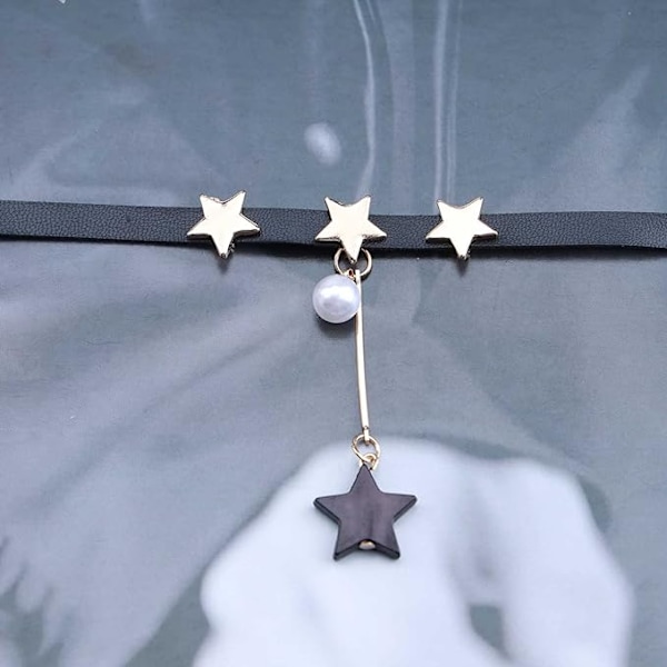 Goottilainen Star-nahkakaulakoru, Helmi-tähtiriipus kaulakoru, Boheemi musta kauluskaulakoru, Onnentähti Y-kaulakoru, Naisten ja tyttöjen korut