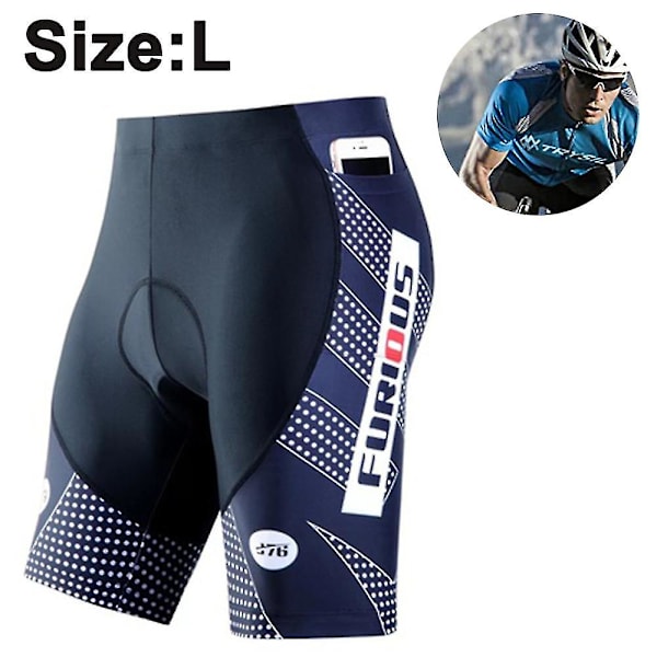 Sykkelshorts for menn med 3D-padding, hurtigtørkende sykkelbukser, halve bukser Black L