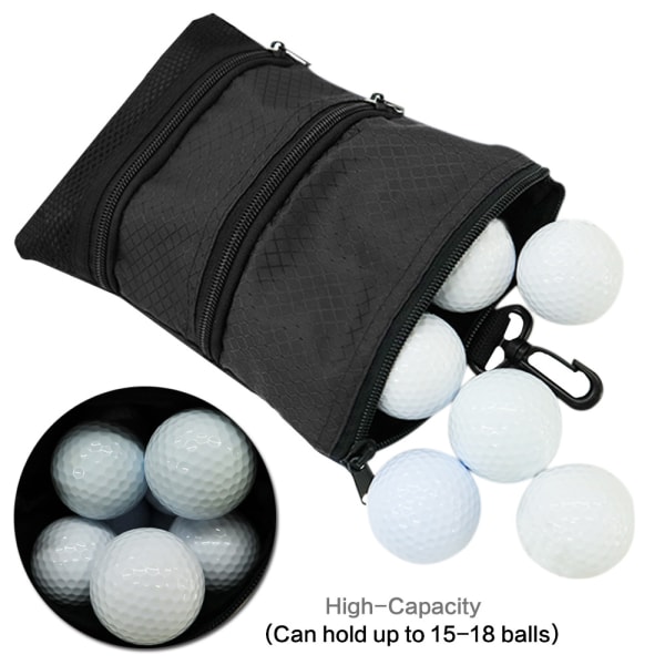 Golftaske opbevaringstaske (sort), mænd og kvinder, golf opbevaring lynlås håndtaske lomme, med gear clip krog, kan forbindes til tasken, let og por