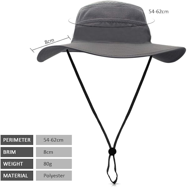 Unisex hopfällbar solhatt UPF 52+ Anti UV semester bergsklättring utomhus vattentät resehatt Safari keps herr dam hinkhatt