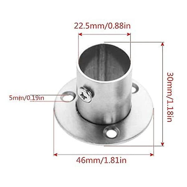 304 Rustfrit Stål Høj Fod Flange Sæde (2 stk) 22mm