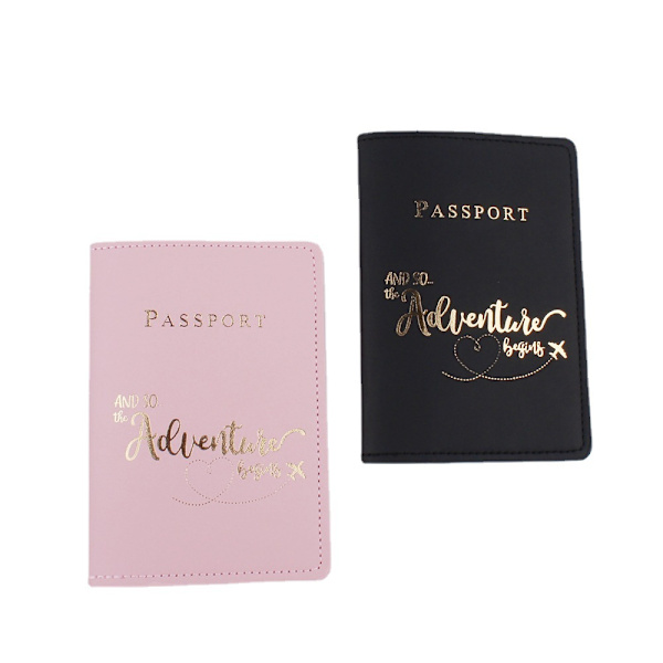 2 passetui og 2 bagasjelapper (svart og rosa), PU-skinn passetui reiselommebok pass kredittkort visittkort boardingkort org