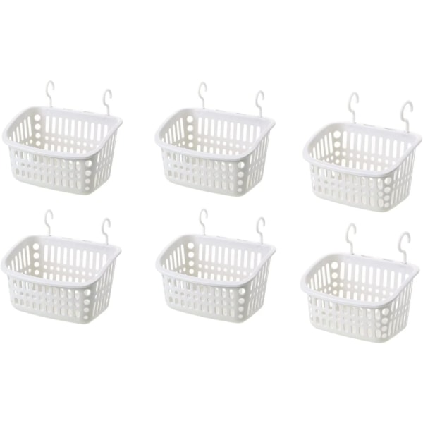 6 st hängande plastförvaringskorg för badrumskök 8,46" × 6,7" × 5,3" (vit)