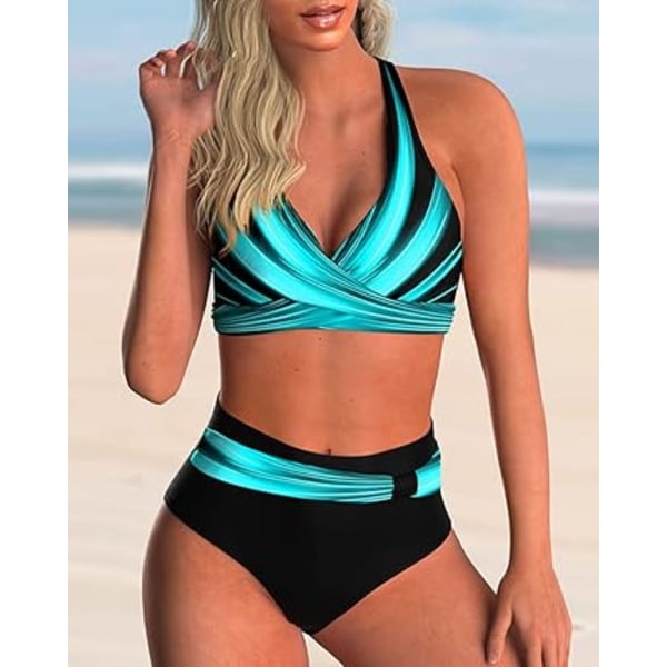 Dame Badetøy Høy Midje Todelt Push-up Trekant Slankende Klassisk Blomster Bikini Sett Tie-Dye Chic