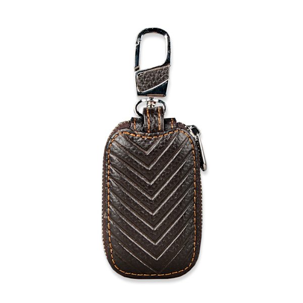 En styck (kaffefärg, ca 8,5cm×5,2cm) Äkta Läder Bilnyckelring väska Bil Smart Nyckelring Hållare Fodral Skydd Ficka Fjärrnyckelringar Fob
