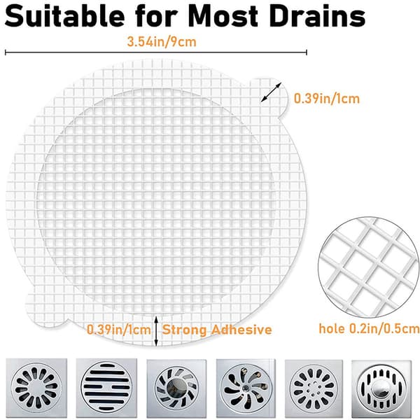 30 stk. Engangs Hårfanger, Bruseafløbsfilter, Brusegitterfilter, Brusehårfilter, Afløbsbeskyttelsesfilter til Badekar Køkkenvask (9 cm)
