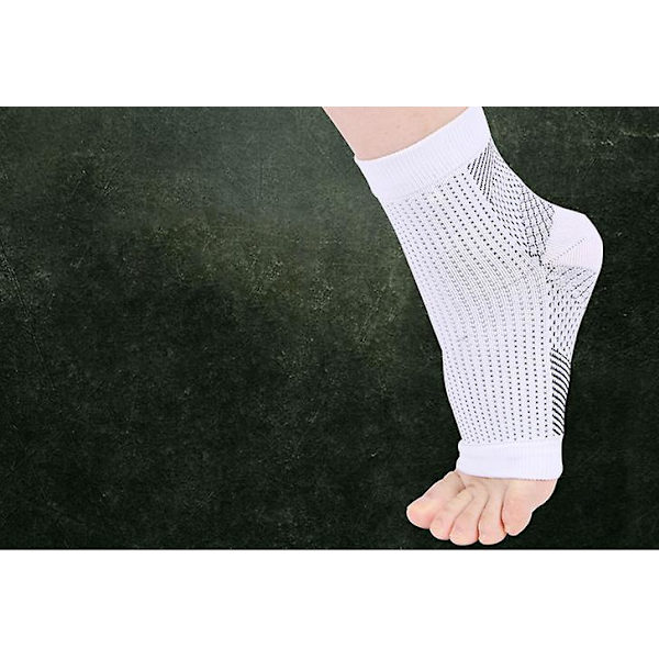 2 Par Plantar Fasciitis Kompressionsstrømper Til Kvinder & Mænd - Bedste Ankelstrømper Til Plantar Fasciitis Lindring, Svangstøtte White S M