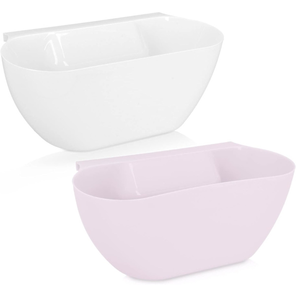 2 Rosa + hvite kjøkkenavfallskopper - bordavfallsbrett 3,8l - hengende beholder 28 x 13,5 x 11 cm