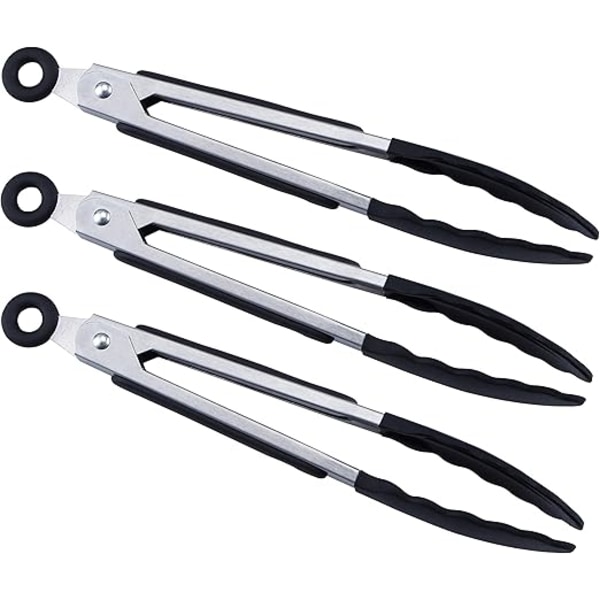 Mini Silikone Bestikholder Sæt med Tre, 7 Tommer, Sort