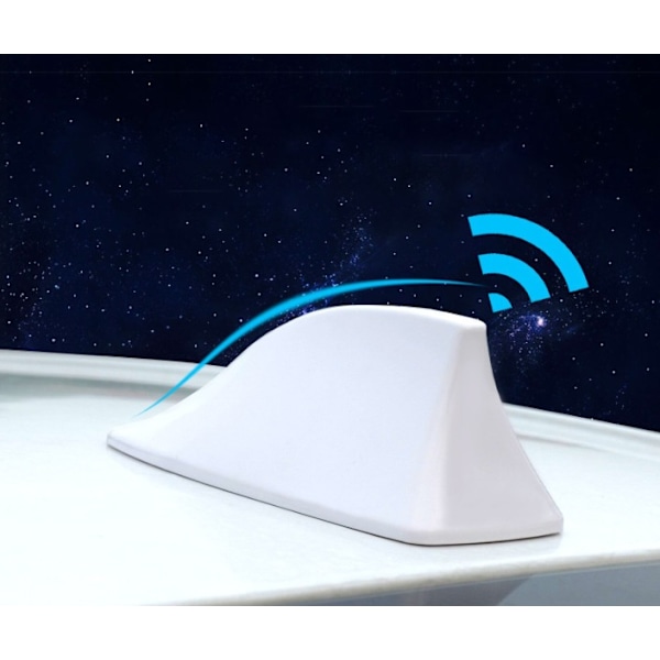 Hvit Universe Hai Finne Bilantenne - FM Radioantenne med Vanntett Limbase