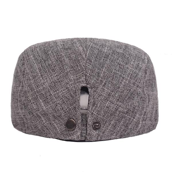 Ren Lin Flat Hatt for Menn Retro Duck-Tab Caps Litterær Caps for Ung Mann Grå